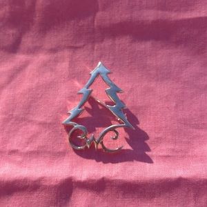 Vintage Silver Christmas Tree Brooch